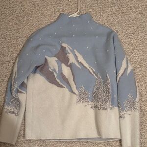 Scenic Winter Sweater in Blue and White